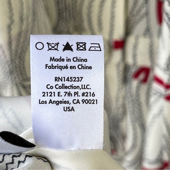 Bergdorf Goodman Bow-Neck Hat Print Silk Cream Red Easter Silk Midi Dress Size L - Picture 9 of 10